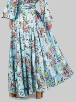 GONNA LUNGA IN TWILL A FANTASIA FLOREALE