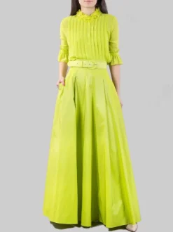 GONNA LUNGA LIME CON CINTURA IN VITA