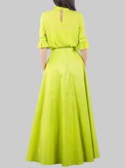 GONNA LUNGA LIME CON CINTURA IN VITA