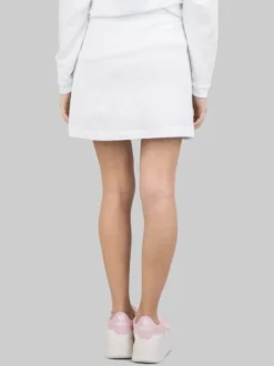 GONNA MINI BIANCA IN TESSUTO ELASTICIZZATO JACQUARD CON COULISSE IN VITA