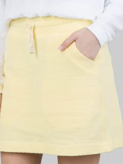 GONNA MINI GIALLA IN TESSUTO ELASTICIZZATO JACQUARD CON COULISSE IN VITA