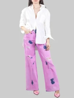 JEANS MIRANDA IN DENIM LAVATO ROSA CON ROTTURE