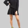 MAGLIA A COLLO ALTO NERA IN TESSUTO A COSTINE
