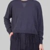 MAGLIA CORTA GIROCOLLO BLU IN FILATI NATURALI CON PUNTI LUCE