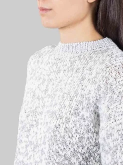 MAGLIA GIROCOLLO BIANCA E GRIGIA CON MICRO PAILLETTES RICAMATE