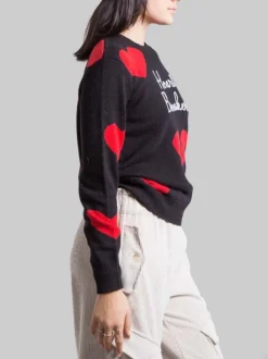 MAGLIA GIROCOLLO NERA CON GRAFICA "HEART BREAKER"