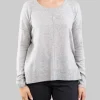 MAGLIA GRIGIO CHIARO IN CASHMERE GIROCOLLO CON RIGA