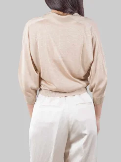 MAGLIA MODELLO POLO IN MISTO VISCOSA COLOR ORO