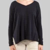MAGLIA NERA IN CASHMERE CON SCOLLATURA A "V"