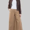 MAXI PANTALONI ELLE IN COTONE ELASTICIZZATO SABBIA CON GAMBE AMPIE