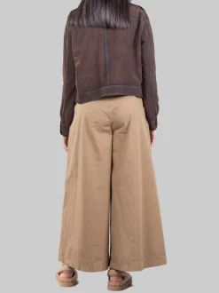 MAXI PANTALONI ELLE IN COTONE ELASTICIZZATO SABBIA CON GAMBE AMPIE