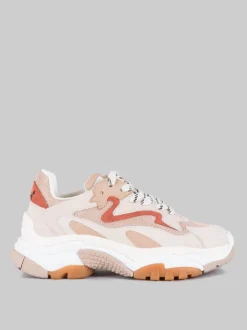 MAXI SNEAKER ADDICT IN PELLE E TELA NUDE E MARRONE ARAGON