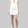 MINI ABITO BIANCO SMANICATO CON STRASS ALL OVER