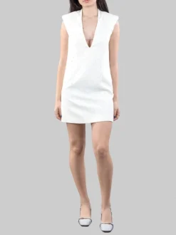 MINI ABITO BIANCO SMANICATO CON STRASS ALL OVER
