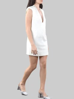 MINI ABITO BIANCO SMANICATO CON STRASS ALL OVER