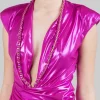 MINI ABITO FUXIA IN JERSEY LAMINATO CON COLLANA