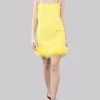 MINI ABITO TREBBIANO GIALLO CON STRASS E PIUME