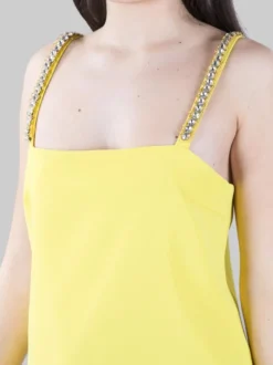 MINI ABITO TREBBIANO GIALLO CON STRASS E PIUME