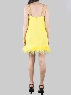 MINI ABITO TREBBIANO GIALLO CON STRASS E PIUME