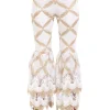 PANTALONI BIANCO E ORO VITA ALTA CON TULLE E RICAMI