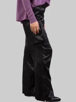 PANTALONI CARGO IN RASO ELASTICIZZATO NERO