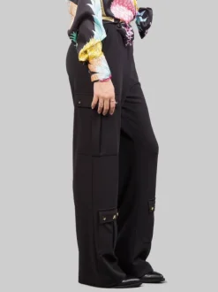 PANTALONI CARGO NERI CON STELLE APPLICATE