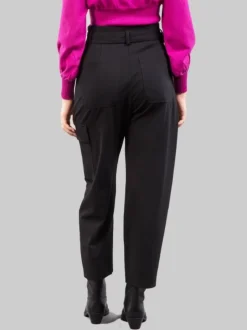 PANTALONI CARGO NERI IN TESSUTO ELASTICIZZATO CON CINTURA LOVE BIRDS