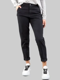 PANTALONI CHINO RELAXED NERI IN TESSUTO ELASTICIZZATO