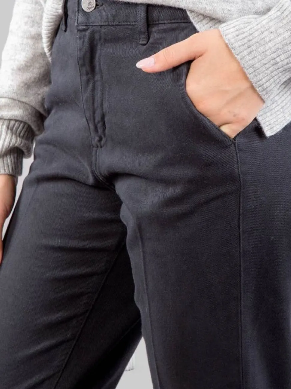 PANTALONI CHINO RELAXED NERI IN TESSUTO ELASTICIZZATO