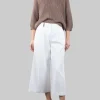 PANTALONI CROPPED BIANCHI IN LINO E COTONE