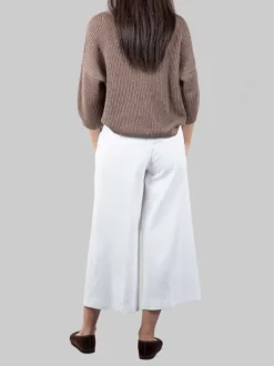 PANTALONI CROPPED BIANCHI IN LINO E COTONE
