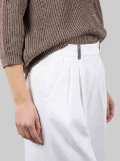 PANTALONI CROPPED BIANCHI IN LINO E COTONE
