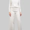 PANTALONI CROPPED IN LANA ELASTICIZZATI BIANCO LATTE