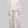 PANTALONI CROPPED IN LANA ELASTICIZZATI GESSO