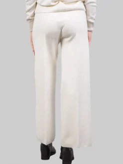 PANTALONI CROPPED IN LANA ELASTICIZZATI BIANCO LATTE