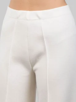 PANTALONI CROPPED IN LANA ELASTICIZZATI BIANCO LATTE