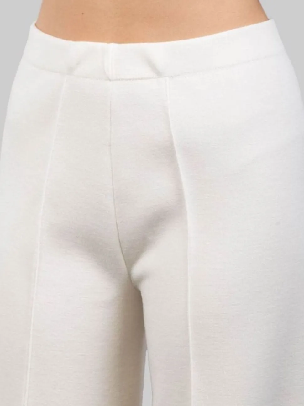 PANTALONI CROPPED IN LANA ELASTICIZZATI BIANCO LATTE