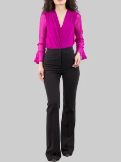 PANTALONI FLARE HULKA NERI IN TESSUTO ELASTICIZZATO