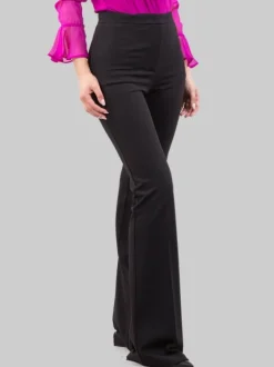 PANTALONI FLARE HULKA NERI IN TESSUTO ELASTICIZZATO