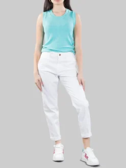 PANTALONI IN DENIM BIANCO MODELLO CHINO RELAXED