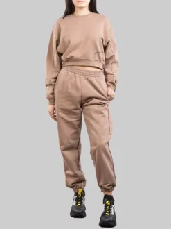 PANTALONI JOGGINGS IN FELPA TORTORA