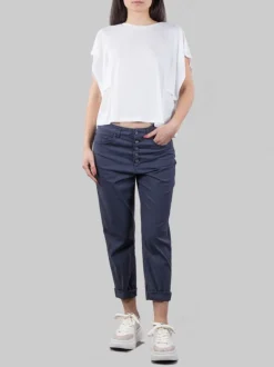 PANTALONI KOONS BLU LOOSE FIT CON BOTTONI GIOIELLO