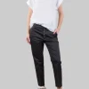 PANTALONI NIMA NERI IN COTONE ELASTICIZZATO CON BOTTONI GIOIELLO