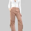 PANTALONI PRIAPO IN TESSUTO SATIN OPACO MARRONE
