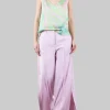 PANTALONI PUREZZA IN CREPE ELASTICIZZATO ROSA CON SPACCHI AL FONDO