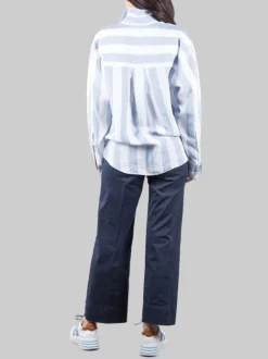 PANTALONI RELAXED A GAMBA LARGA IN COTONE BLU ELASTICIZZATO