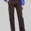 PANTALONI RELAXED CHINO A VITA ALTA MARRONE CAFFÈ IN VELLUTO ELASTICIZZATO
