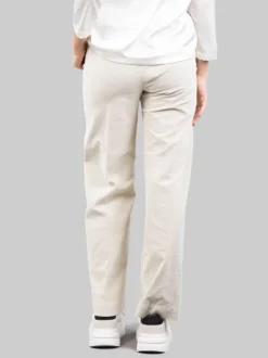 PANTALONI RELAXED CHINO A VITA ALTA PANNA IN VELLUTO ELASTICIZZATO