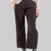 PANTALONI RELAXED MARRONE CAFFÈ A COSTINE CON ELASTICO IN VITA