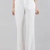 PANTALONI VITA ALTA PALAZZO IN GABARDINA DI LANA E VISCOSA GRIGIO SMOKE